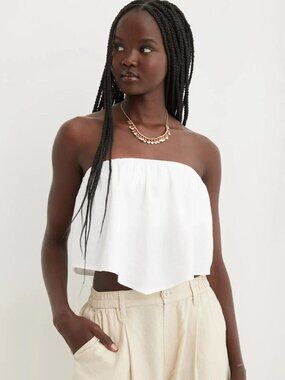 Aerie Pool-To-Party Linen Blend Handkerchief Tube Top